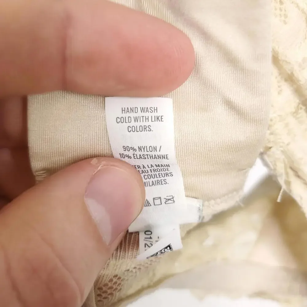 Aerie Bra Womens 36B Lace Bralette Padded Cups Strappy Crossed Back Cream